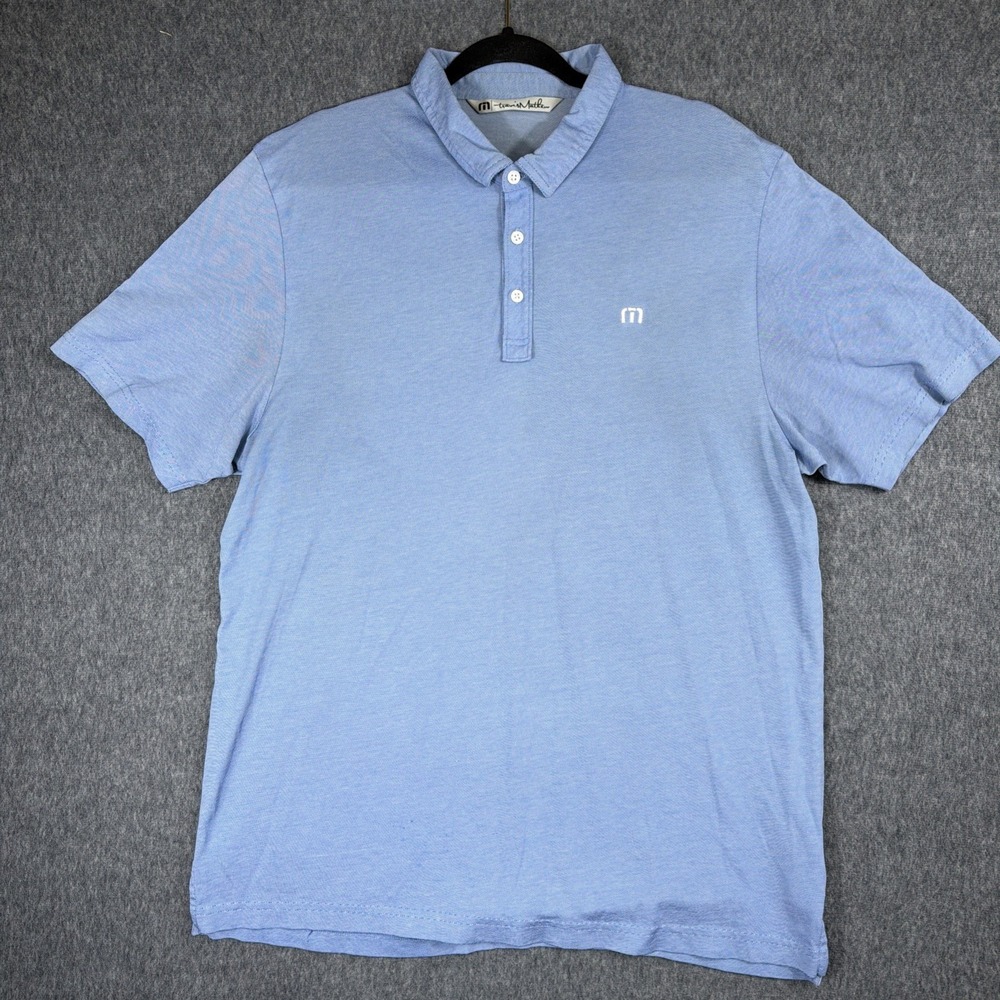 Travis Mathew Golf Polo Shirt Mens XL Blue Short Sleeve Pima Cotton Preppy